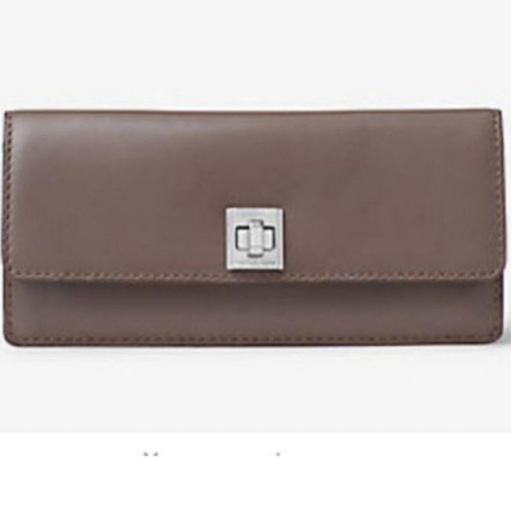 MICHAEL Michael Kors Gray Leather Wallet - 7.75" L, 4" H, 1" D